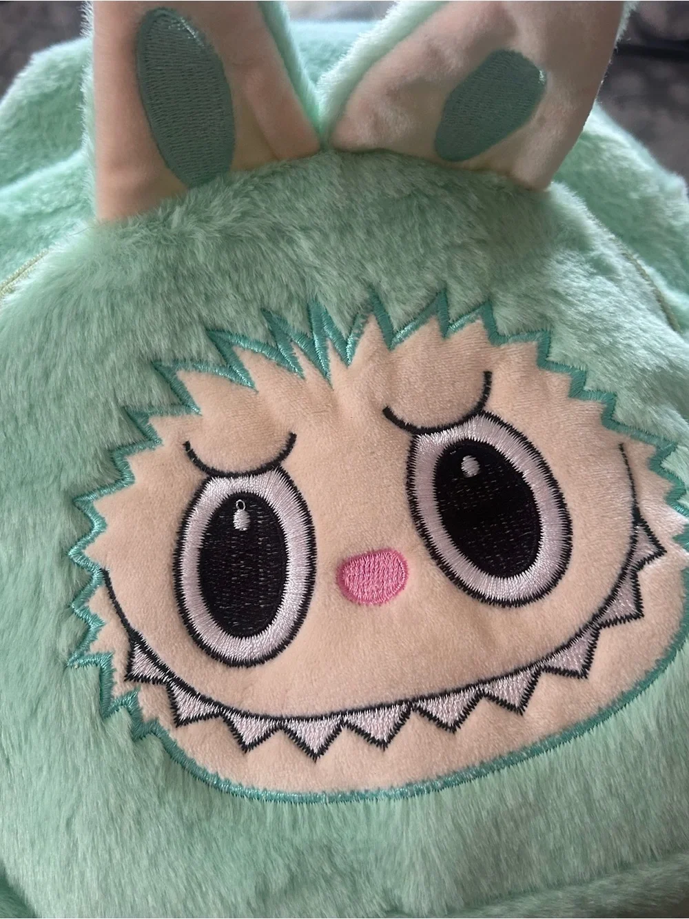 Mint Green Labubu-Inspired Plush Backpack